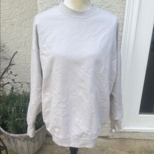 TAN + LINES By Sivan Ayla Beige Distressed Crewneck Sweatshirt Women's Size M